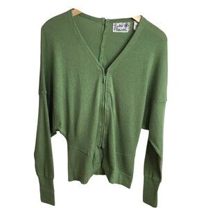 VTG Anthropologie Field Flower Olive Dolman Knit Sweater S Minimalist Lagenlook